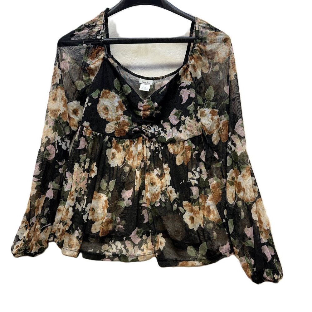 Rue 21 Floral Sheer Blouse XL